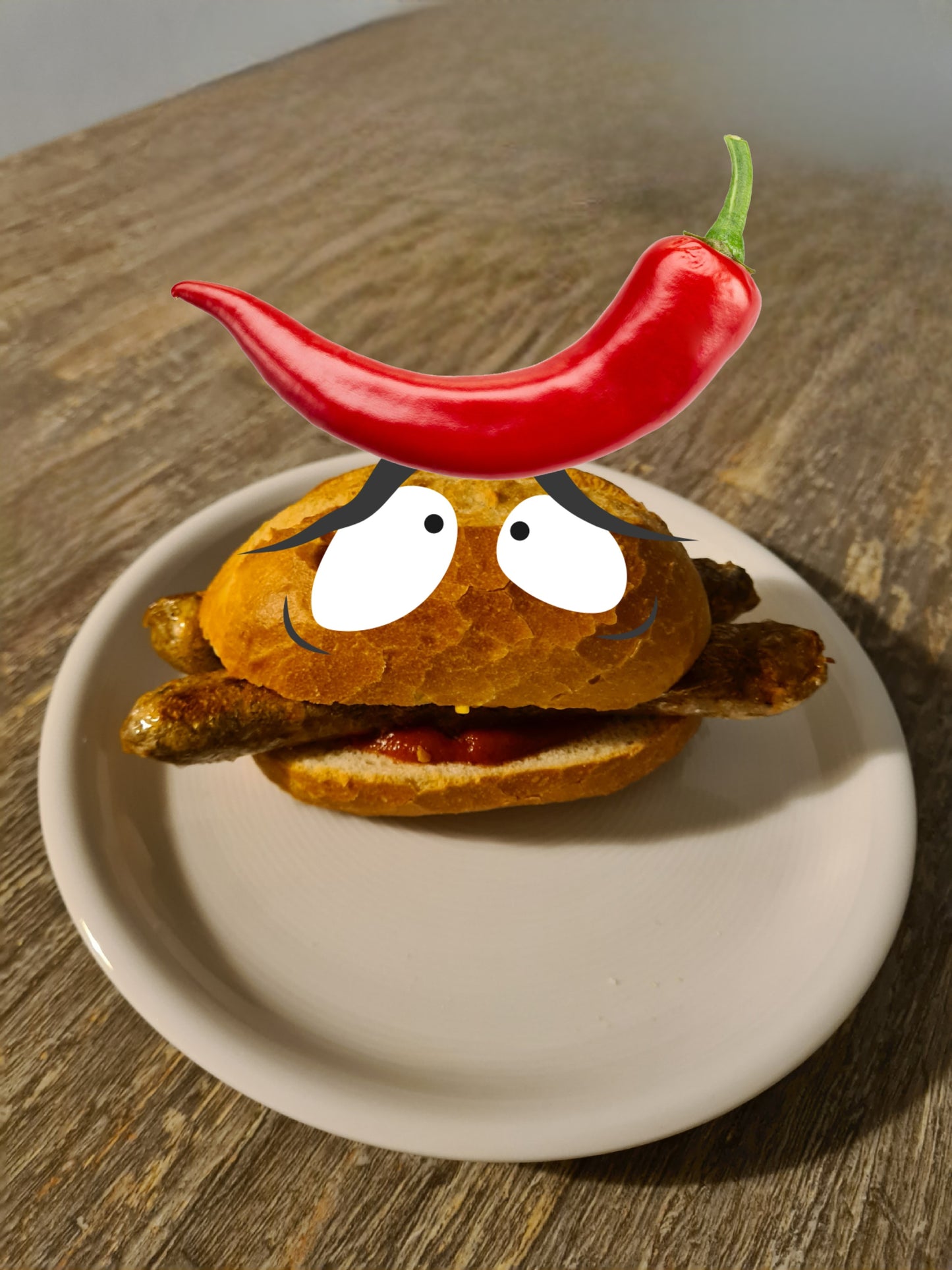 Chili-Keese-Bratwurst Semmel