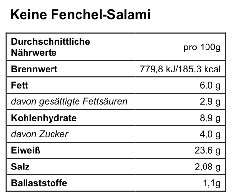 Keine Fenchelsalami - 250g