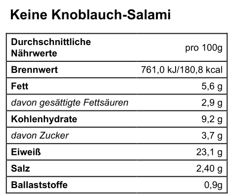 Keine Knoblauchsalami - 250g